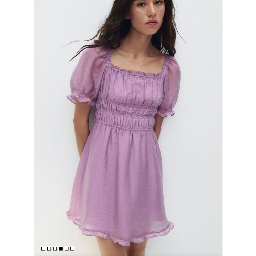 Dusty Purple Smock Detail Mini Dress Size Small